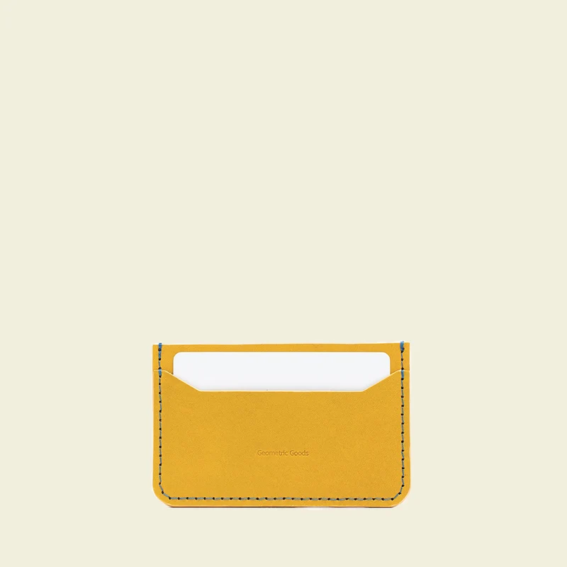 Yellow and blue leather card holder