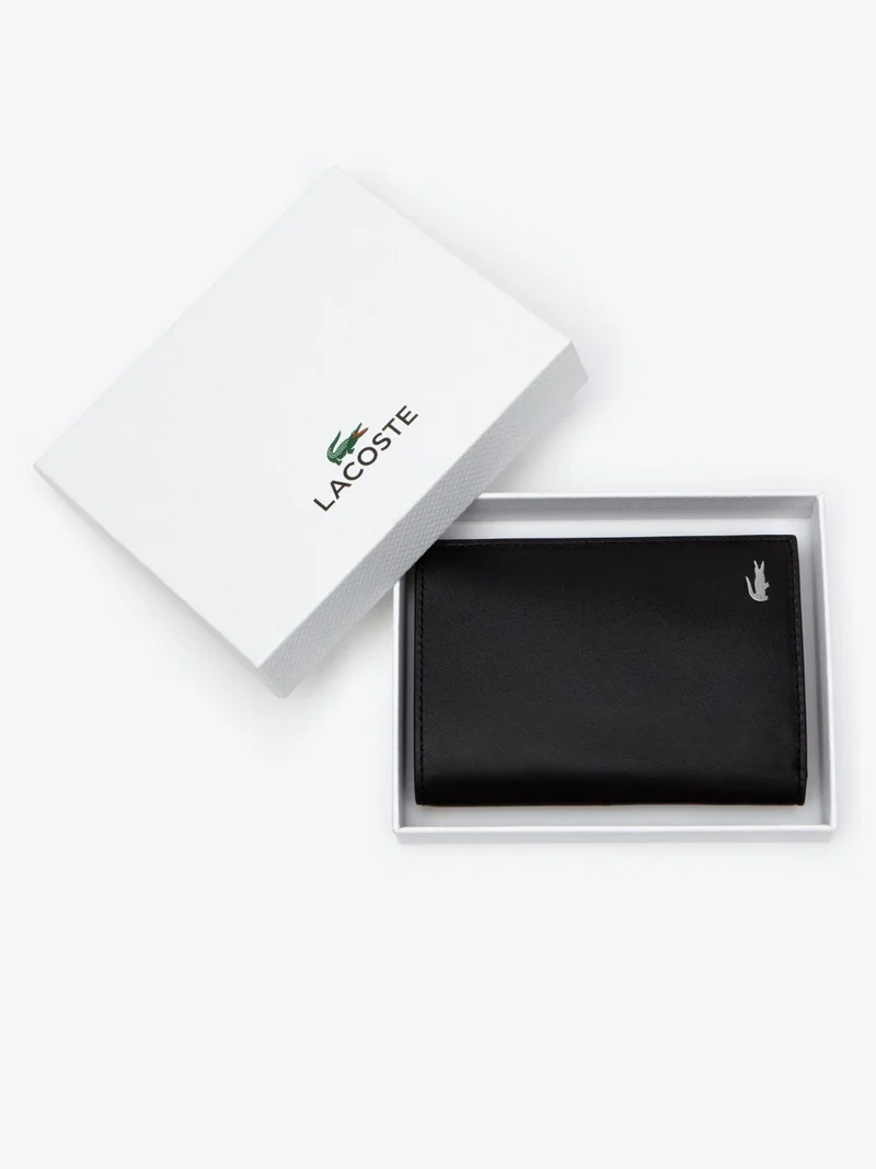 Portefeuille vertical Lacoste noir en cuir